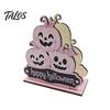 Macaron Color Halloween Decor Wooden Napkin Holder, Cute Pastel Pumpkin Ghost Black Cat Tabletop Tissue Dispenser, BOO Letter Organizer Waterproof