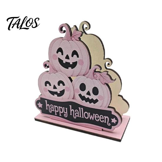 Macaron Color Halloween Decor Wooden Napkin Holder, Cute Pastel Pumpkin Ghost Black Cat Tabletop Tissue Dispenser, BOO Letter Organizer Waterproof