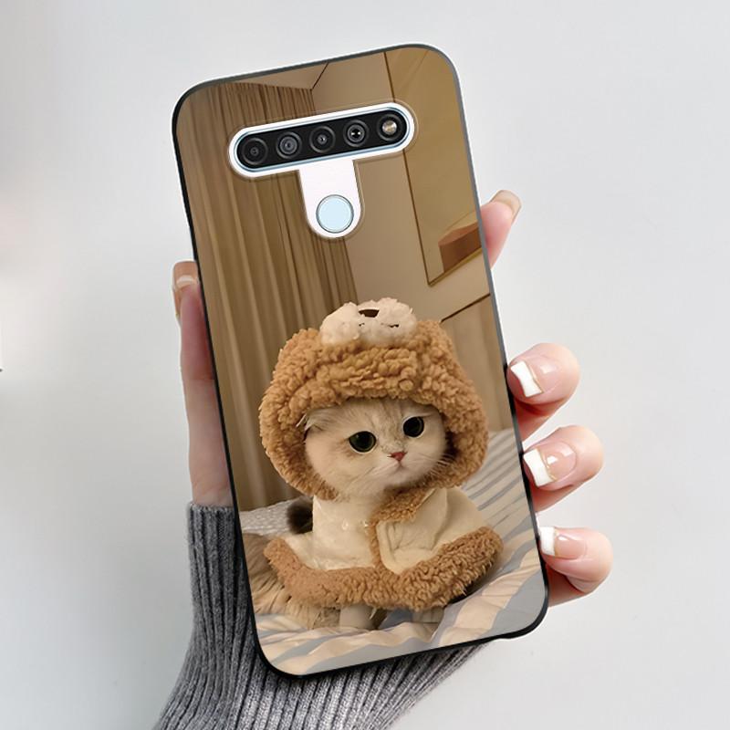 Cute Case For LG Q61 Capa For LG K61 Coque For LG Q70 Fundas Printing Shell Protective Cover Soft Silicone Cartoon Black Casing