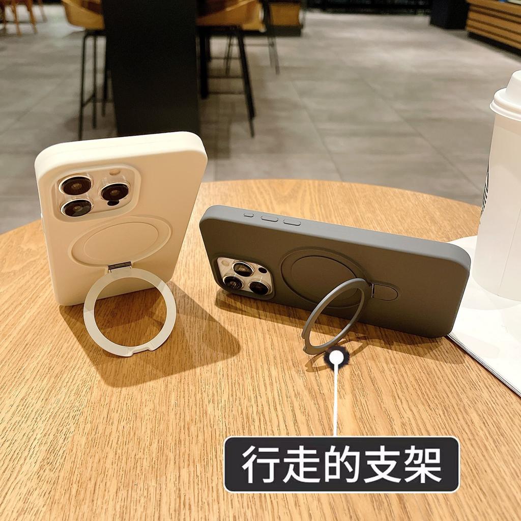 Applicable to iPhone17Promax mobile phone case, liquid silicone, Apple 15 magnetic bracket, all-inclusive anti-drop protective case.