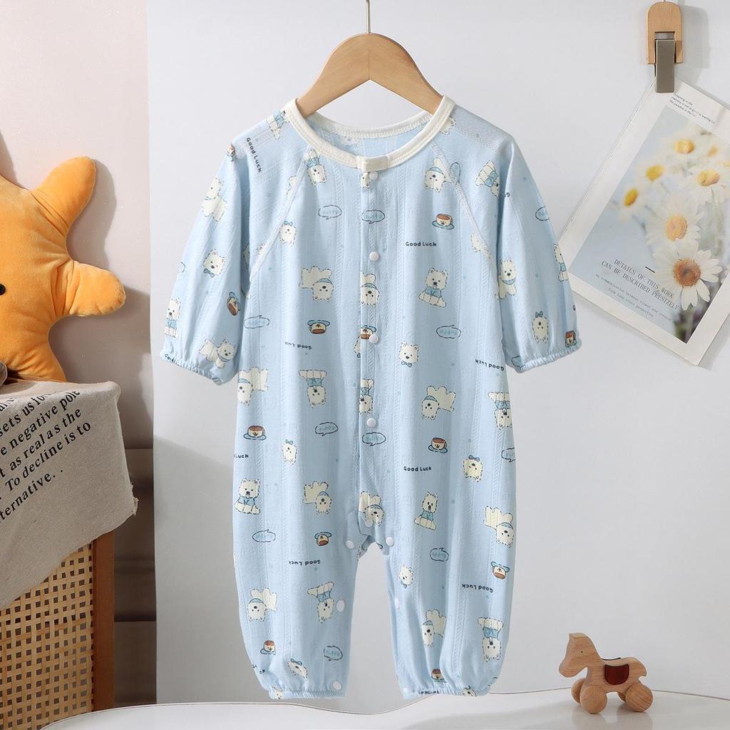 Baby Cotton Jacquard Romper: Breathable Summer Bodysuit for Boys & Girls