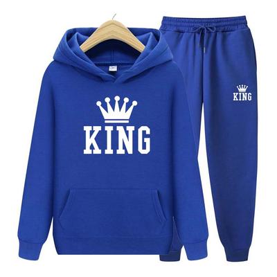 King Printing Men Womens Hoodies Tracksuits Jogger Pants Thick Warm Clothes Men Hoodies+Pants Two Piece Set