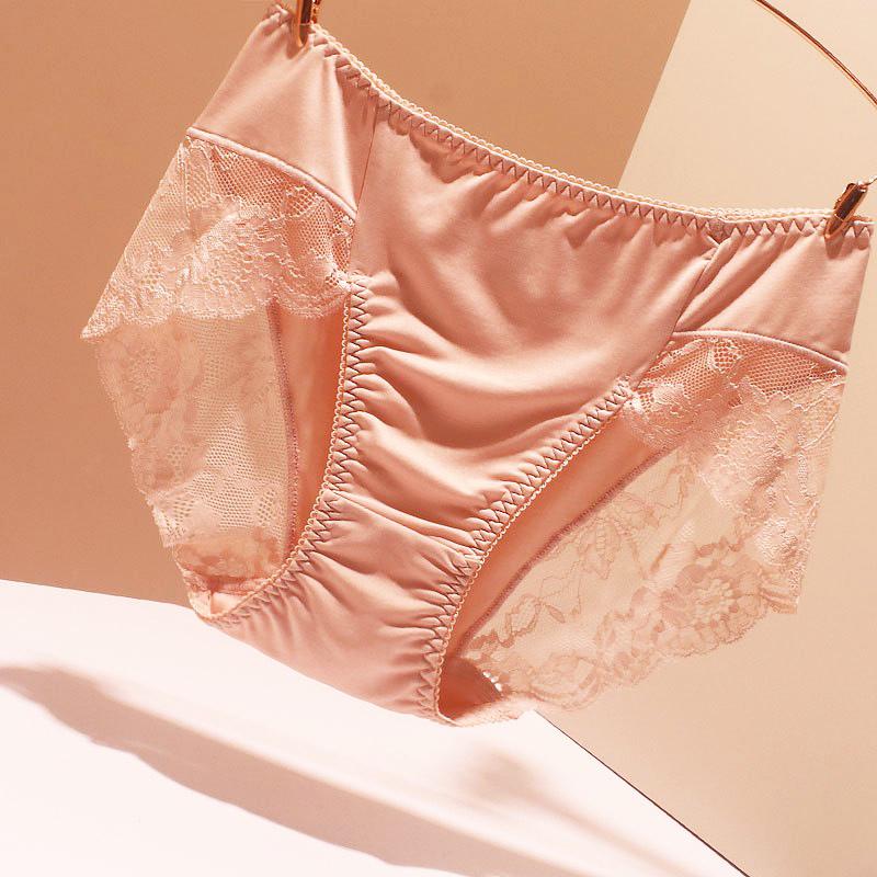 

Базовые трусики из молочного шелка с кружевом, больших размеров, со средней посадкой, бесшовные, для женщин M