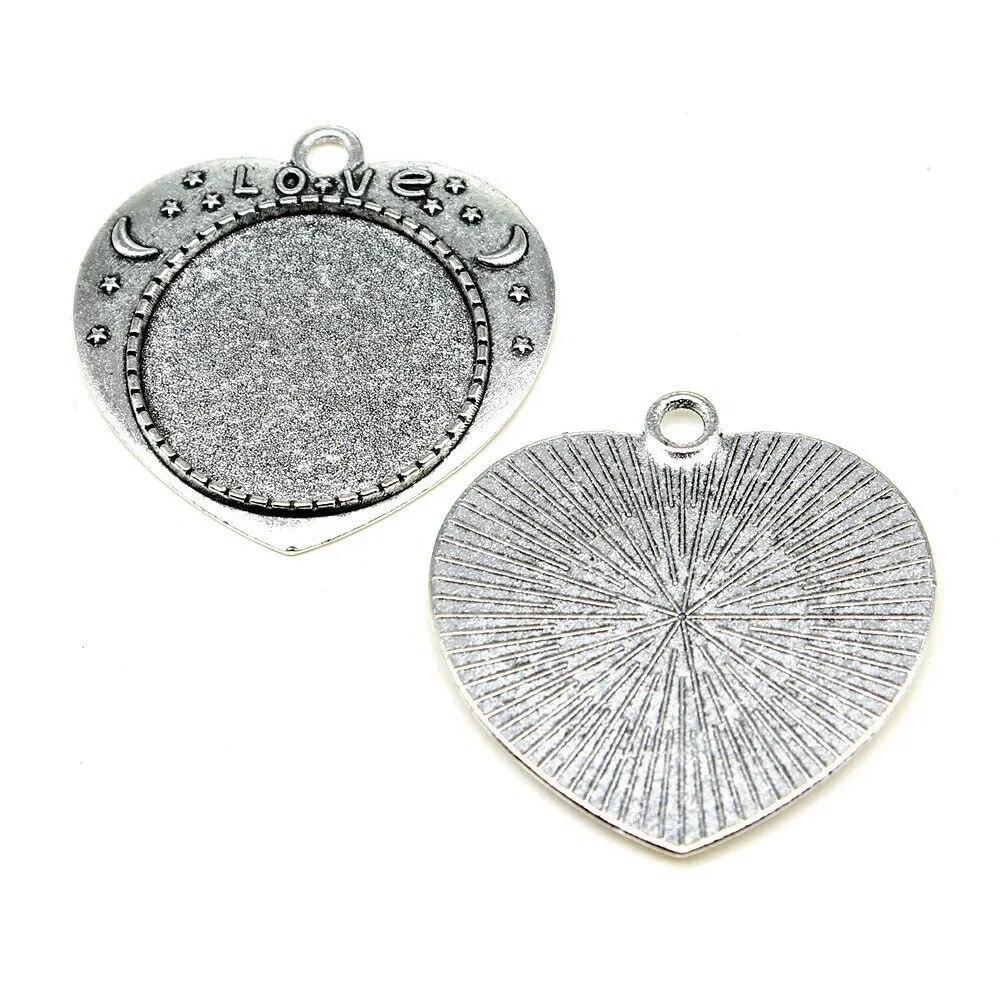 Ajuste Redondo 25Mm Cabujón de Cristal Base Bandeja de Montaje Color Plata Antigua Componentes Decoración Hecho a Mano Para Fabricación de Joyas