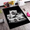 White JDM Sport Car Multi‑Frame Comic Collage Print Area Rug Non‑Slip Rectangular Floor Mat Car Fan Decor for Gaming Room Living Bedroom