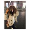 Winter Warm Hooded Coat Retro American Style Thickened Down Jacket with Fur Collar