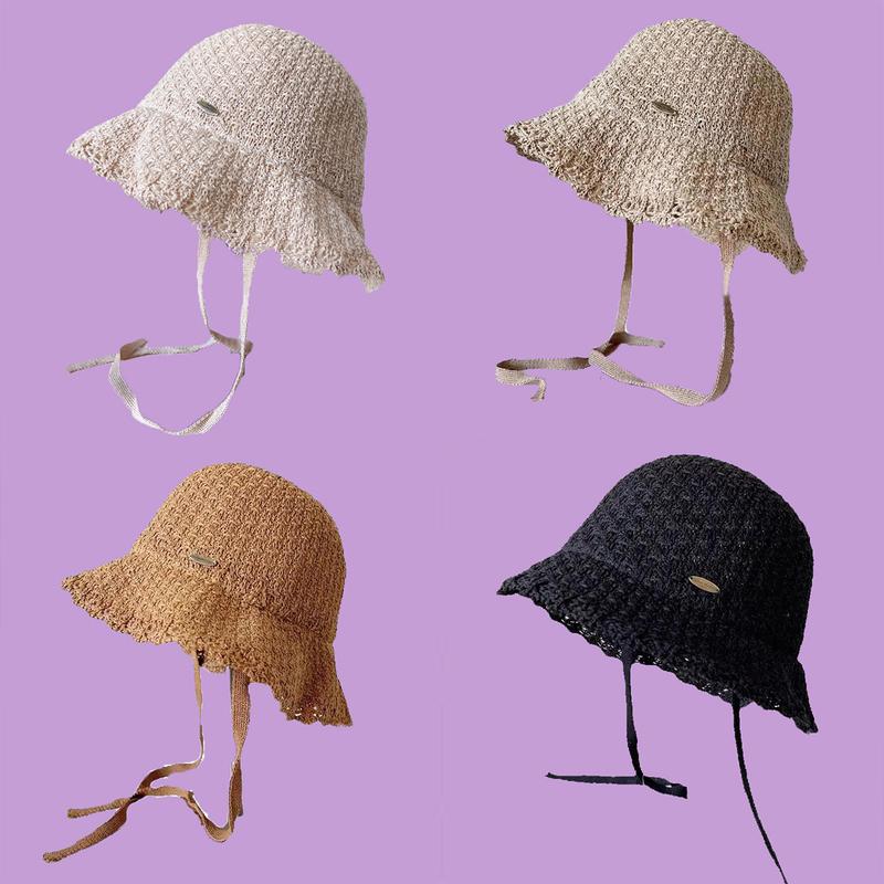 

Rear Split Strap Hat Korean hat beach women s hats for the sun Golf cap summer hat Women s hat straw hat Bucket hatsun hats caps 56-58cm чорний