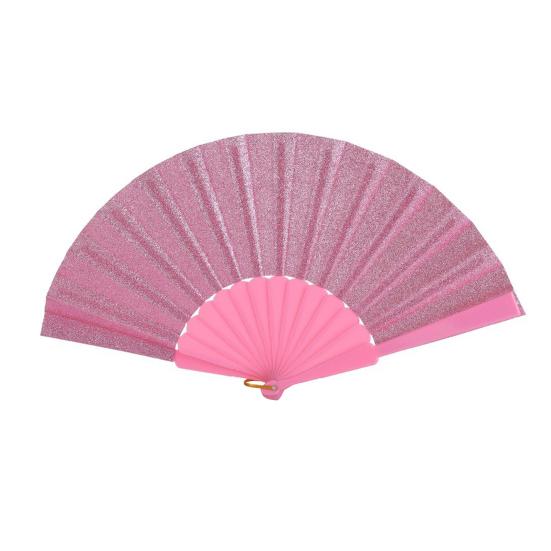 

Summer Folding Fan with Glitter Powder Portable Plastic Ribs Hand Fan Men Women Dance Performance Props Party Favors