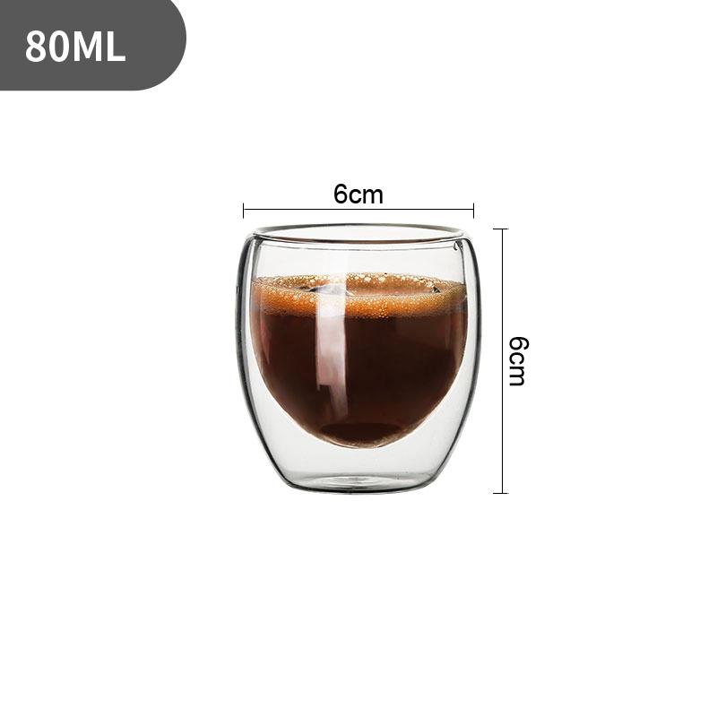 2-6 STK 80 ml doppelschichtige Isolierglastasse aus Borosilikatglas Kaffee-/Milchbecher Teetasse Restaurant Haushaltstrinkgeschirr Geschenk