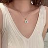 Retro Design Sense Turquoise Shell Stacked Necklace Women'S Light Luxury Elegant Fashion Temperament Versatile Neck Chain Collarbone Chain