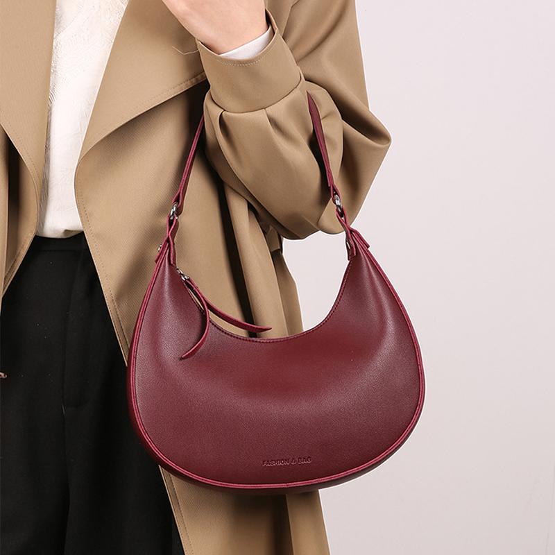 FLYING STARS Spring Solid Color Half Moon Bag Trendy Korean Single Shoulder Diagonal Cross Handheld Underarm Bag