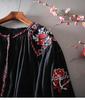 Ethnic Style Embroidered Lantern Sleeve Plus Size Cotton Linen Shirt