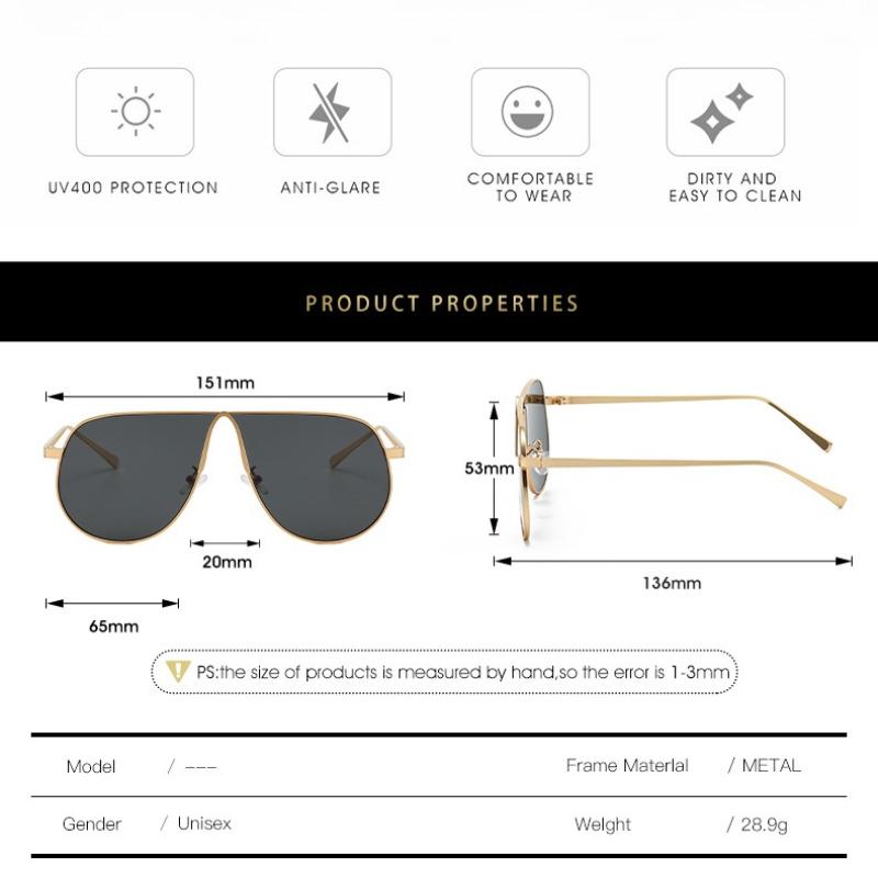 Fashion Oversized Sunglasses Men Women Pilot Sun Glasses Brand Designer Shades Metal Eyewear Unisex Sunnies