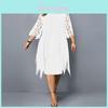 Polyester Chiffon Dress With Splice Pattern And Mid Length For Office Wear