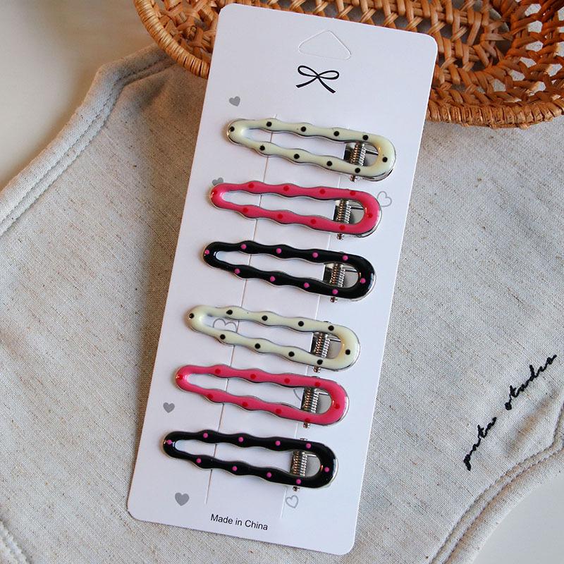 Multicolor Polka Dot Geometric Enamel Hair Clip Set