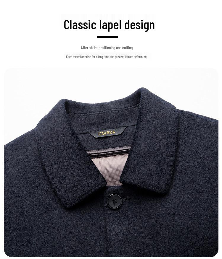 New Men's Lapel Wool Coat with Detachable Duck Down Liner - Business Casual, Autumn & Winter
