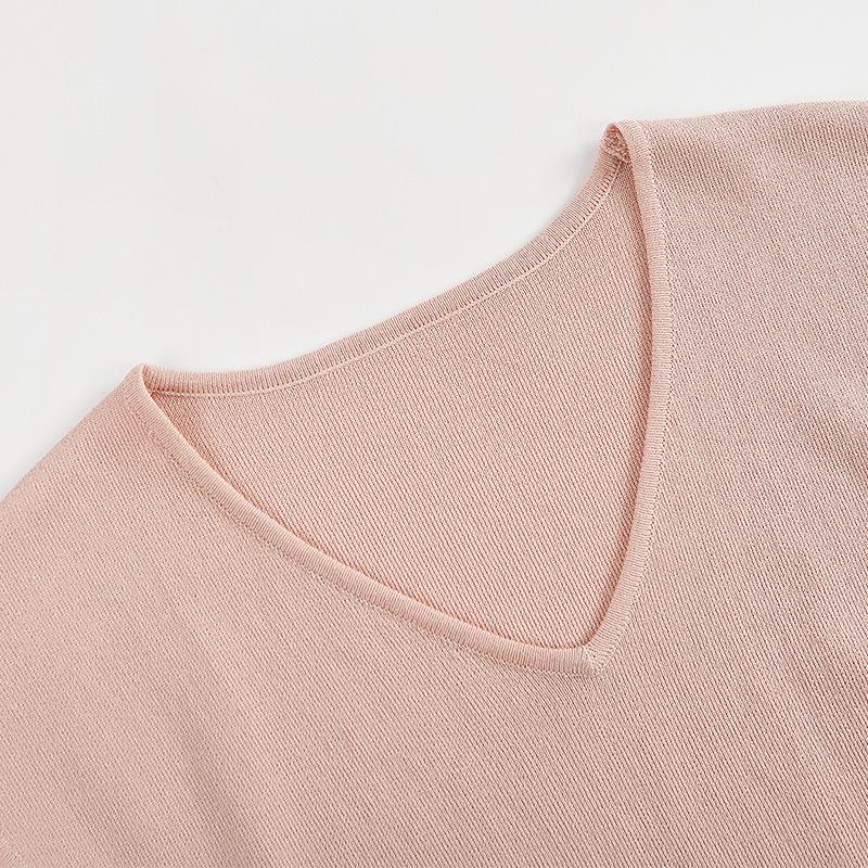 Französischer Eis-Seiden-Strickpullover Damen Sommer Neu V-Ausschnitt Kordelzug Figurbetont Dünnes T-Shirt Ärmelloses Top
