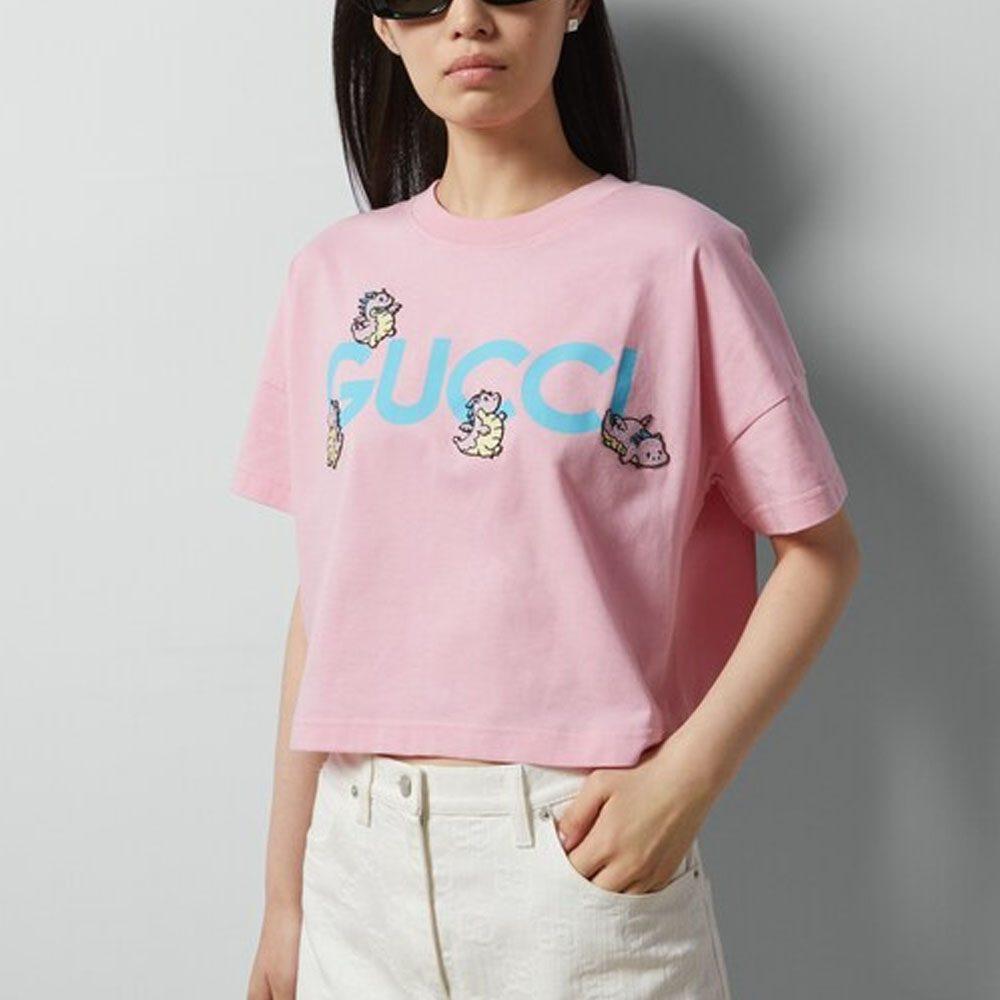 Gucci SS24 Drop-Shoulder-Ärmel T-Shirt Damen 779016-XJGED-5358