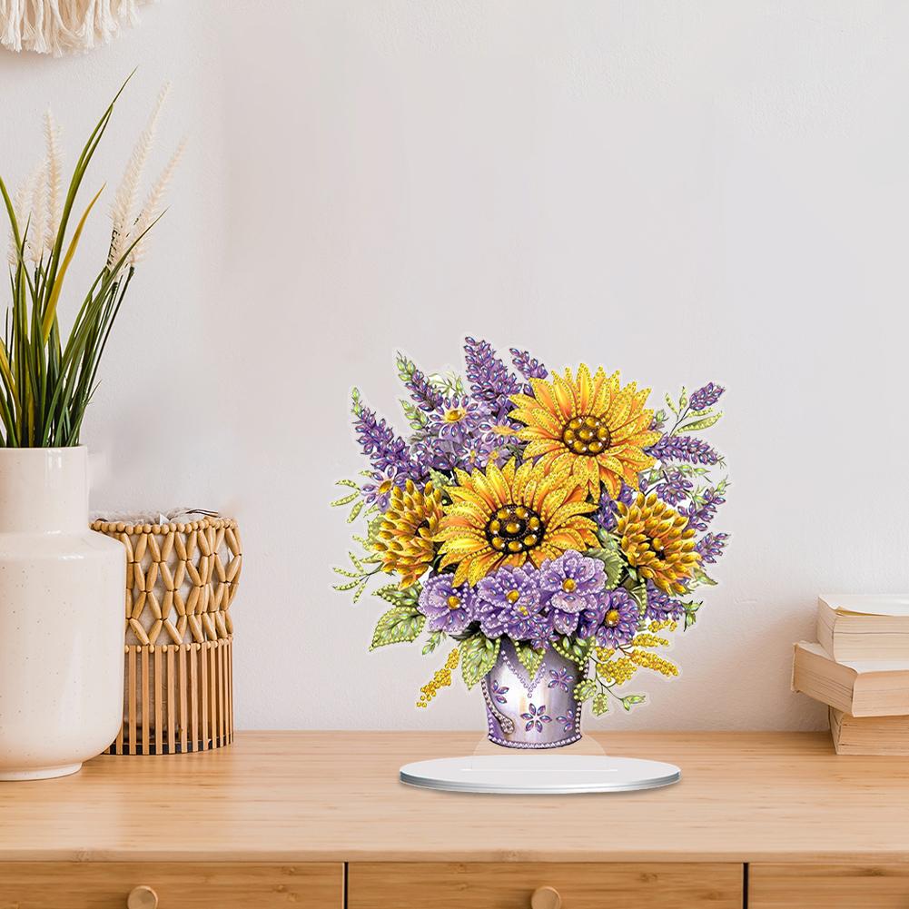 2D Flat Print Flower DIY Diamond Painting Tabletop Ornaments Kit Diamond Painting Desktop Ornaments Kit Bedroom Table Decoration