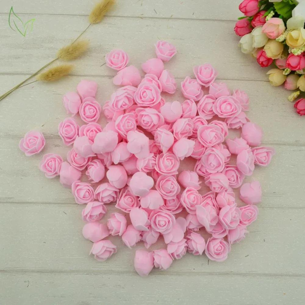 50PCS PE Foam Fake Flower Roses Head Artificial Flowers Cheap Wedding Decoration for Scrapbooking Gift Box Diy Wreath Multi-Use
