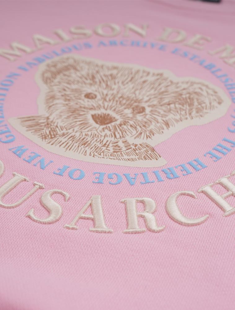 LA MAISON STUDIO Women'S Crop Bearfriends Embossed Embroidery Sweatshirt Pink (Fcb3Ts355W)