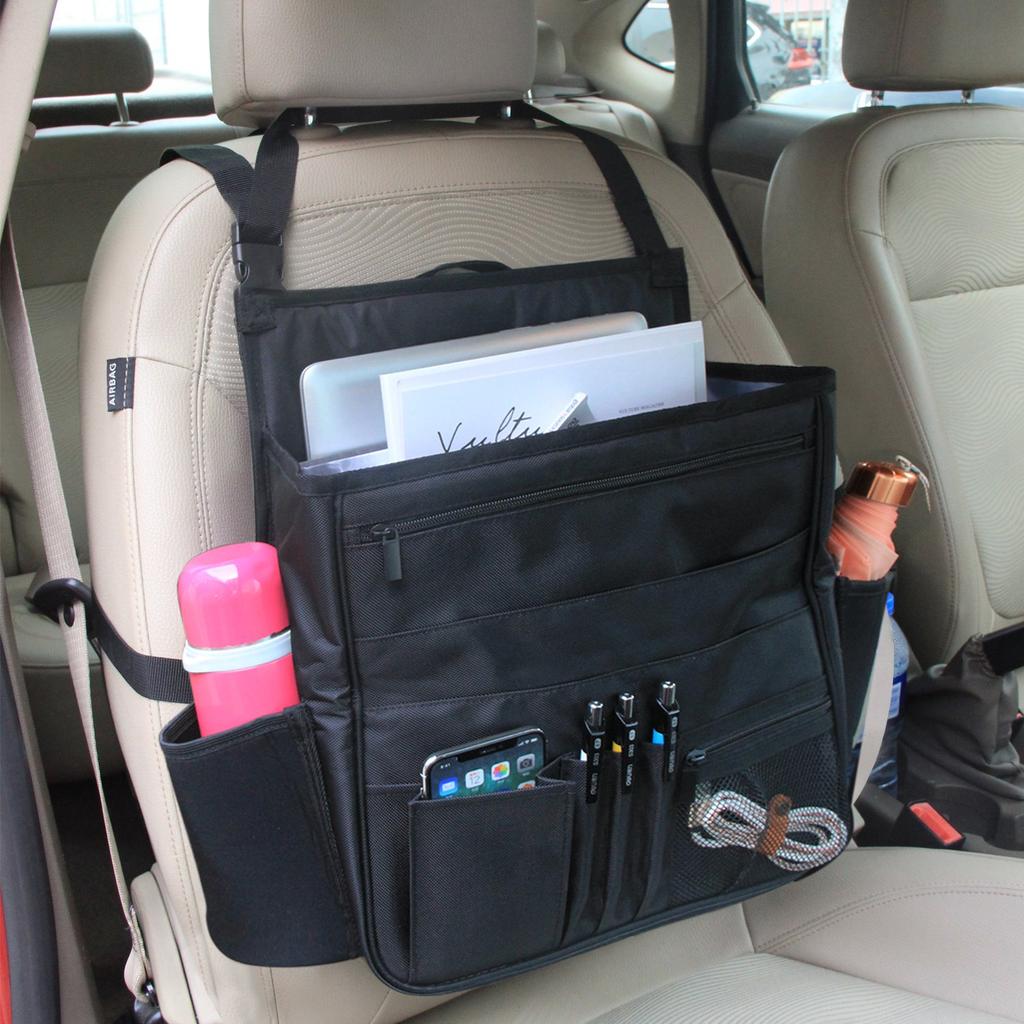 Luxja Car Storage Car Passenger Seat Many Water Repellent Pocket, Storage, Pockets, (Black)