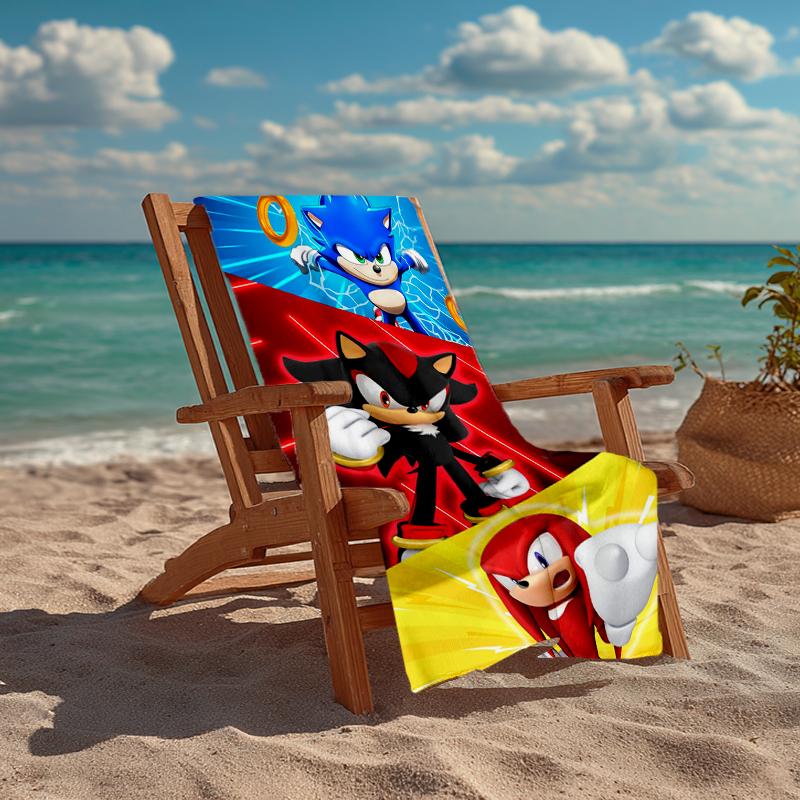 Ultra-Soft Beach Towel with Sonic Theme,Ideal for Pool - Camping, Diving - Perfect Travel Essential, Vibrant Beach Towel.