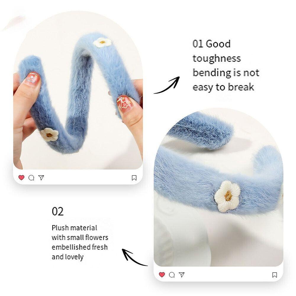 Plush Flower Headbands Solid Color Hairy Hairband New Faux FurHead Hoop