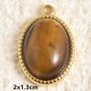5pcs Real Natural Stone Tiger Eye Charm Sun Eye Oval Boho Pendant Gold Color Stainless Steel Pendants For Jewelry Making Finding