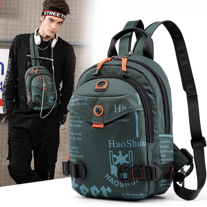 Men's Chest Bag Multifunctional Fashion Backpack Waterproof Nylon Cloth Shoulder Messenger Bag