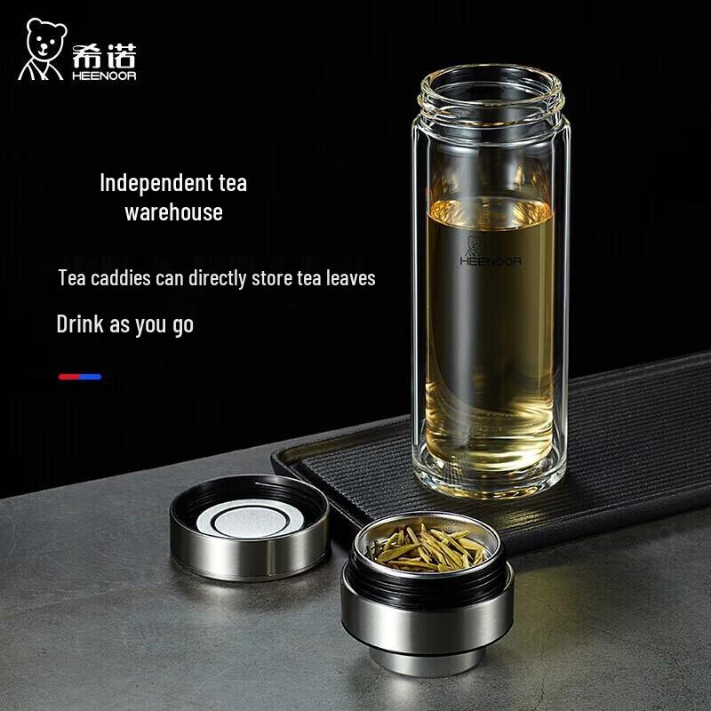 Heenoor Men s Double-Layer Borosilicate Glass Tea Separation Bottle