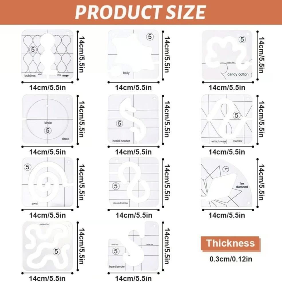 

11 шт. Акриловая швейная лоскутная линейка Шаблон для быстрого рисования Полая модель Инструменты для квилтинга Измерительный шаблон Метрический инструмент