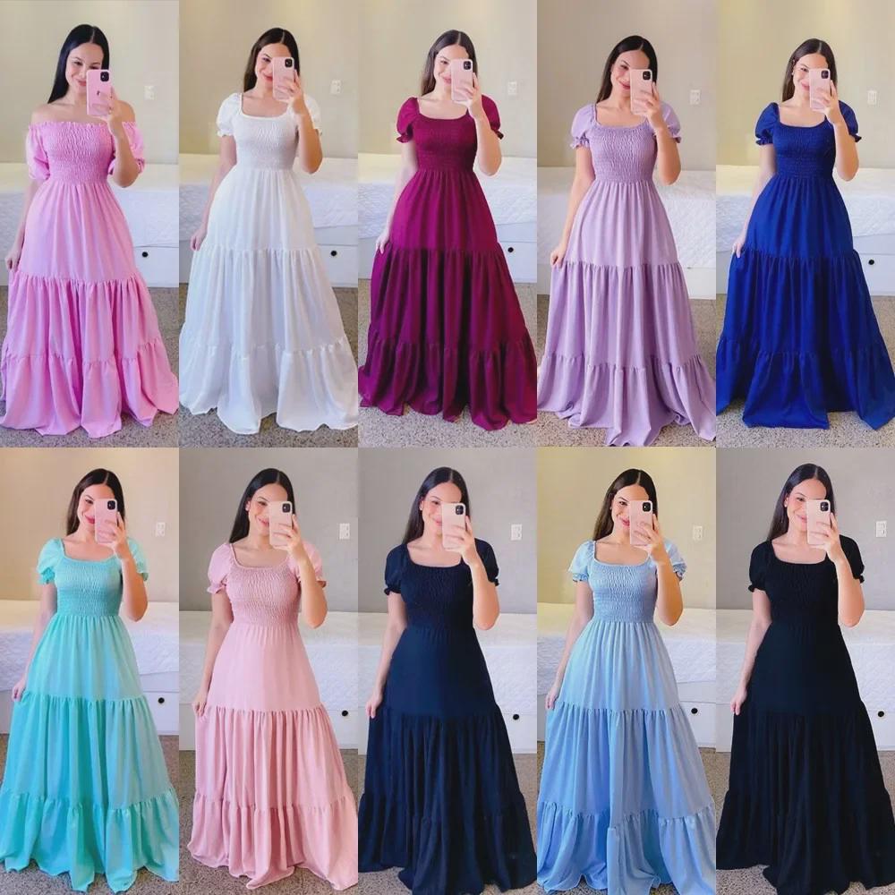 2025 Spring/Summer European & American Women's One-Shoulder Floral Long Fairy Dress