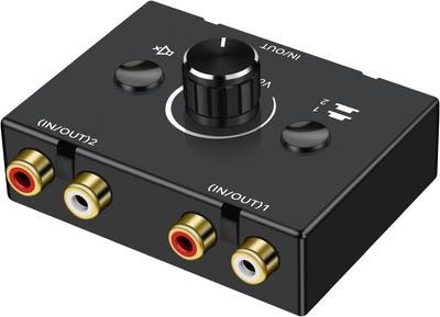 RCA Stereo Audio Prepínač 1 Vstup 2 Výstupy Stereo 2 Vstupy 1 Výstup Audio Prepínač s Mute Konektorom a Vhodný pre CD - L/P Rozdeľovač, Dvojcestné Tlačidlo,