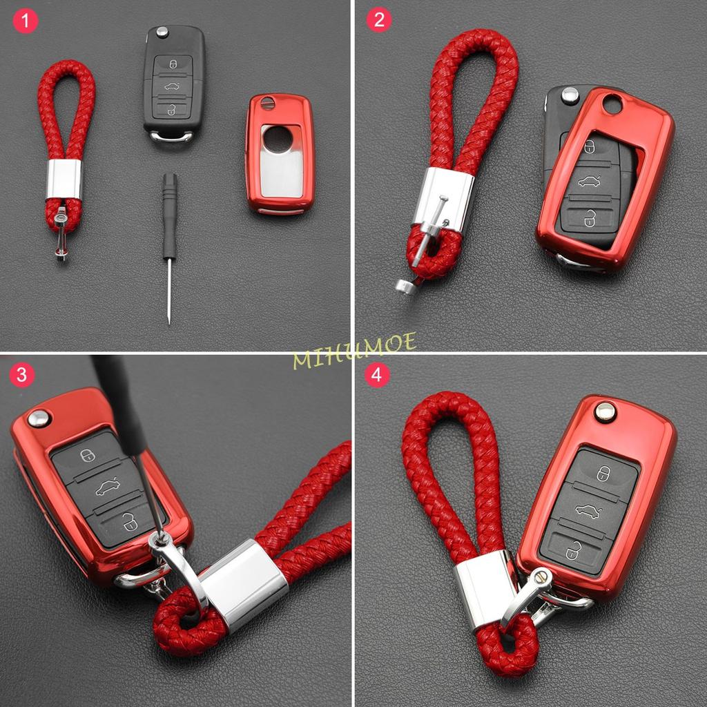 Flip Key Fob Chain For VW Jetta Polo Golf MK6 Passat B7 Tiguan Beetle Touran Eos UP Scirocco Accessories Cover Case Keychain
