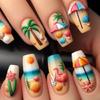24pcs Medium Ballet 3D Beach Design Press On Nail Summer False Nail Acrylic Nail Manicure Nail Decors French Art Tips