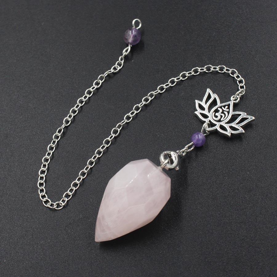 Natural Stone Pendant White Crystal Pendulums for Dowsing Divination Black Obsidian Tiger Eye Clear Quartz OM Pendulos x229 розовый кварц