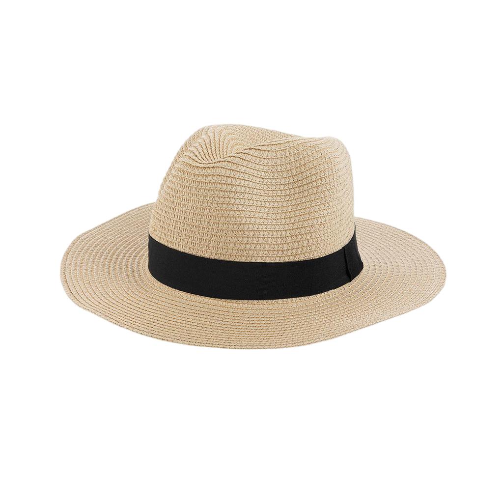 Modischer Sonnenschutz Stroh-Panama-Hut für Herren und Damen Sommer Outdoor Strand Jazzhut Breiter Rand Atmungsaktiv