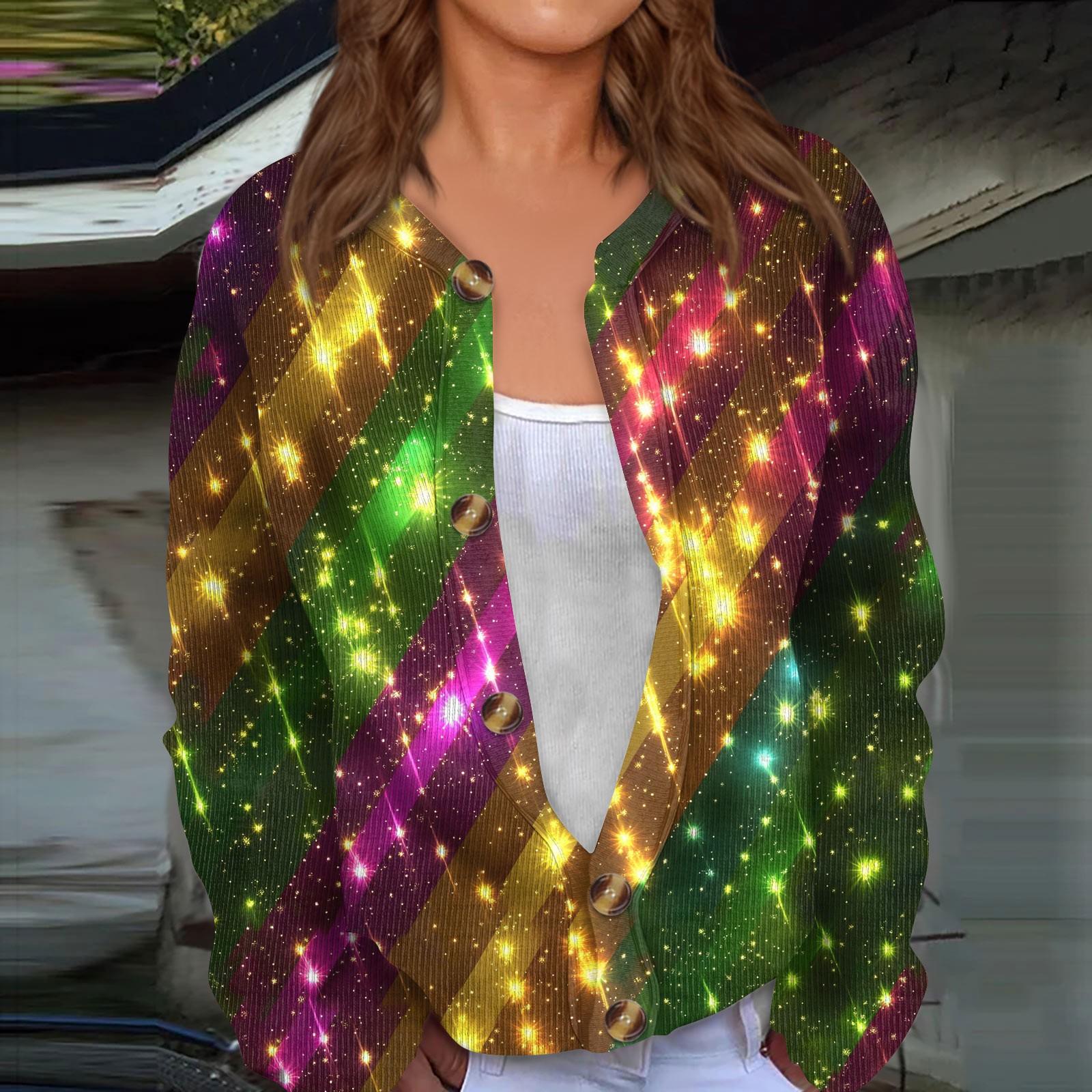 

Женский кардиган с принтом Марди Гра с длинными рукавами и пуговицами XXXXXL