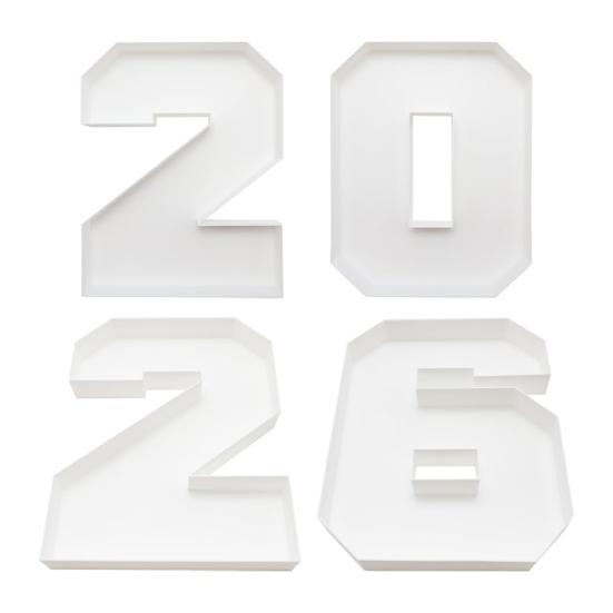 

Fillable Cardboard Serving Tray Number 2026 Charcuterie Food Tray Grad Party Candy Dessert Snack Container for Graduation Anniversary New Year Party A