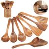 Holzlöffel zum Kochen 9 Stück Teakholz-Kochlöffel Küchenutensilien-Set Holz-Küchenutensilien Robust Kratzfest Hitzebeständig