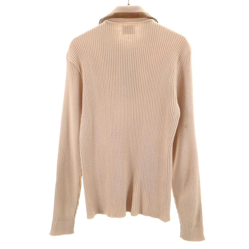 MONTGOMERY WARD 70s Vintage Talon Zip Long Sleeve Leather Switching Sweater Women Used