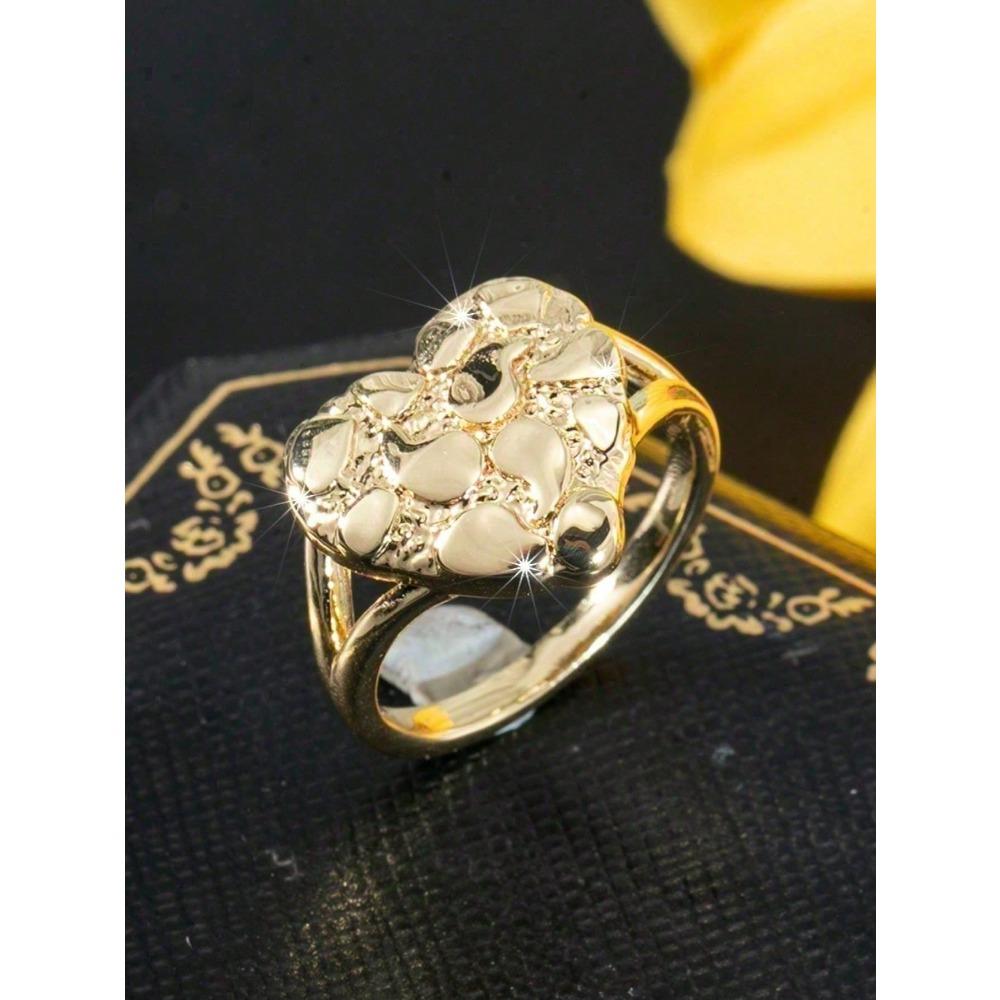 1pc Retro Style Fashion Simple Ring Vintage Bohemian Style Asymmetric Heart Design Fashionable All Match Simple Ring