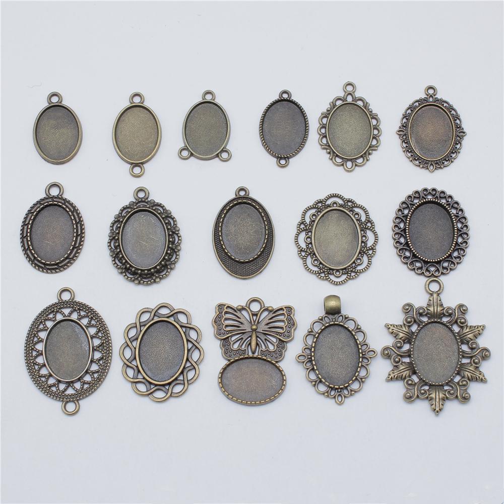 10pcs Fit 13x18mm Oval Glass Cabochon DIY Oval Cameo Cabochon Pendant Base Setting For DIY Jewelry Making