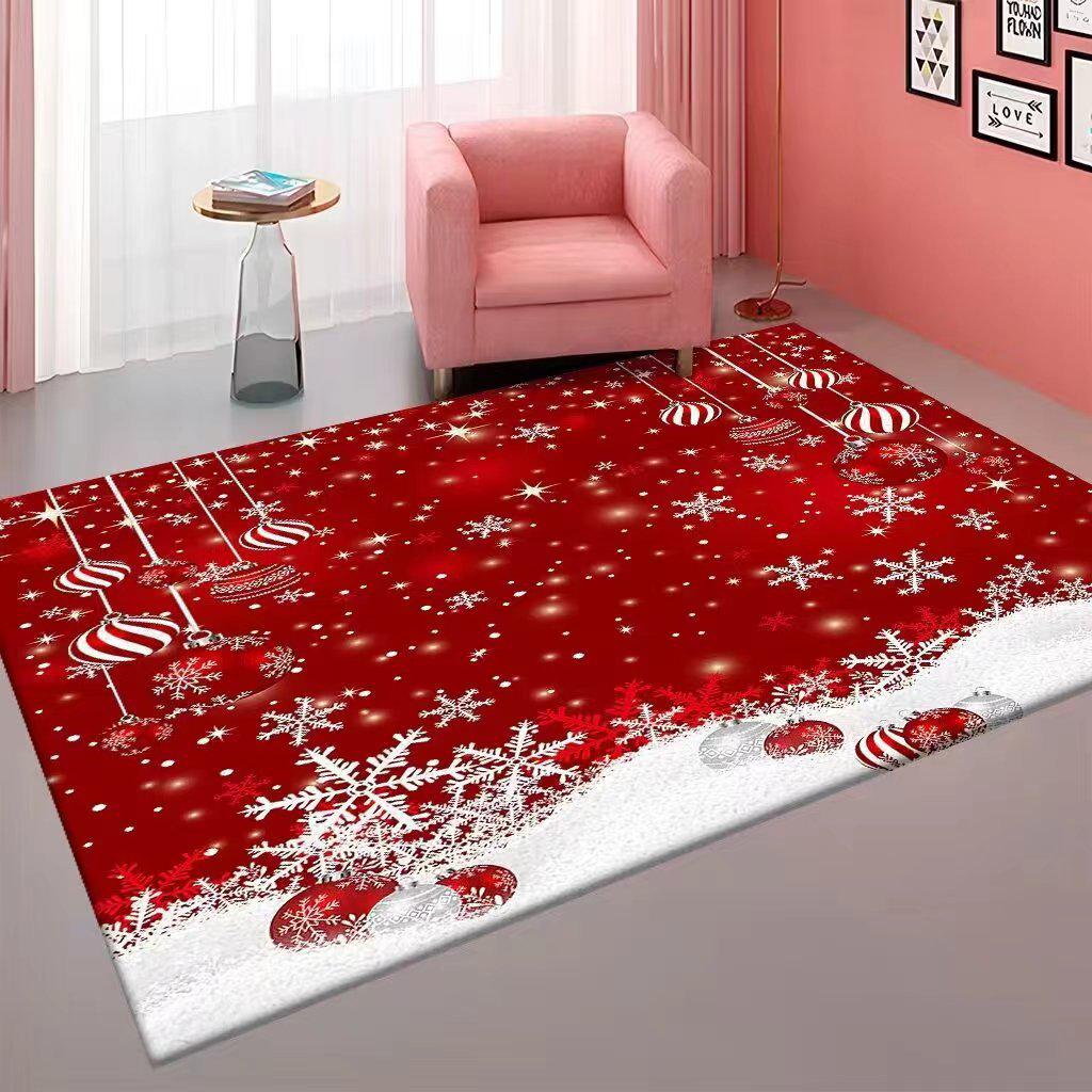 Large Crystal Velvet Non-Slip Water-Absorbent Christmas Carpet for Living Room and Bedroom