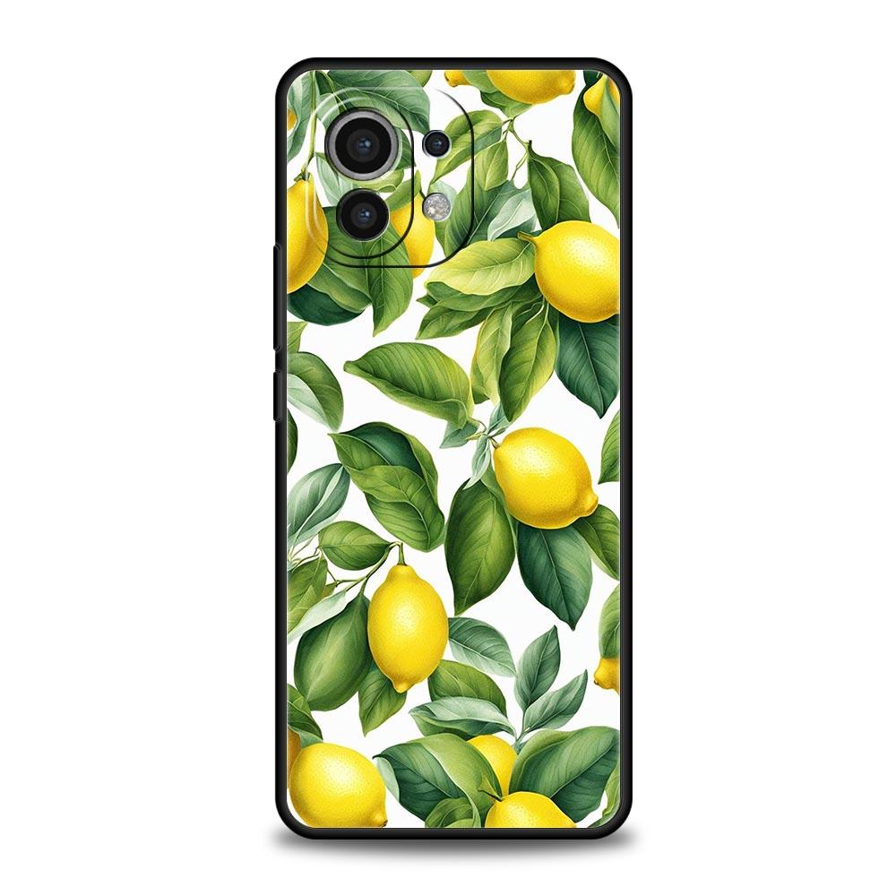 Handyhülle für Xiaomi Mi 15 14 13 12 11 Lite 14T 13T 12T 11T Pro Poco X6 X5 X3 Pro F6 F5 F4 Frucht Zitrone Schwarze Hülle