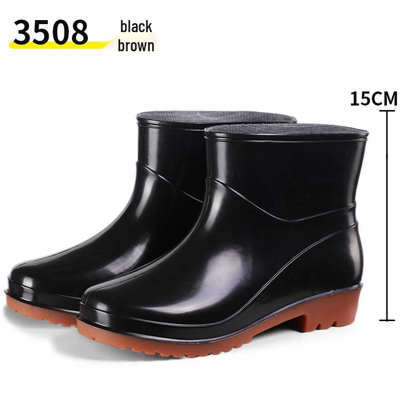 Women's Waterproof Short Rain Boots, Lined PVC, Anti-slip, Thick Sole, Solid Color, Warm & Durable.