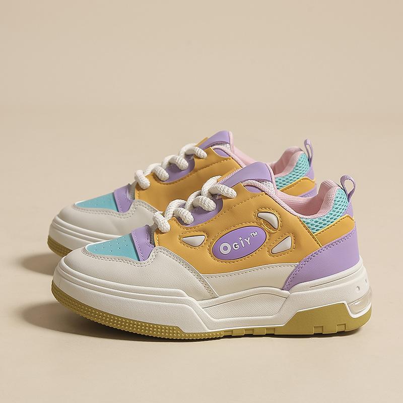 

Новые женские кроссовки из искусственной кожи, уличные противоскользящие дышащие спортивные кроссовки на толстой подошве, спортивная обувь на шнуровке для женщин 40