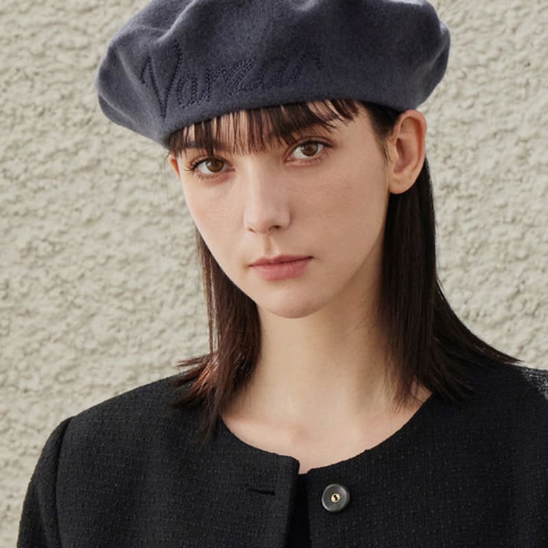 

VARZAR Берет из шерсти с курсивным логотипом серый FREE