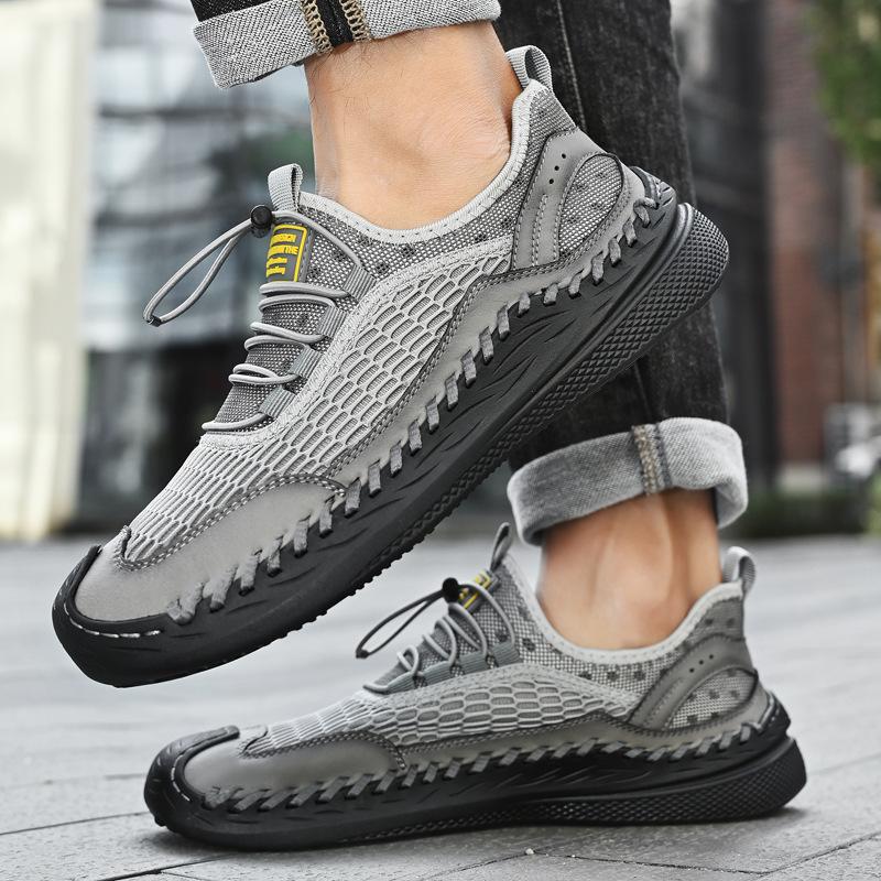 Men's Shoes 2025 New Summer Men's Elastic Band Casual Sports Shoes Comfortable Large Size Breathable Mesh Shoes Tide